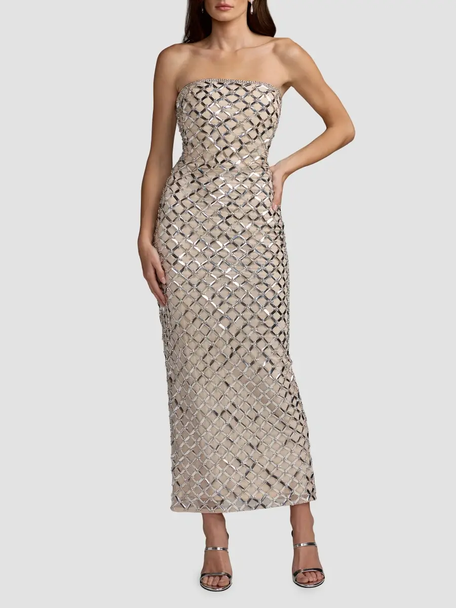 Mac Duggal Women's Sequin Lattice Strapless Gown | Thumbnail 2 Mac Duggal Women's Sequin Lattice Strapless Gown | Thumbnail 2