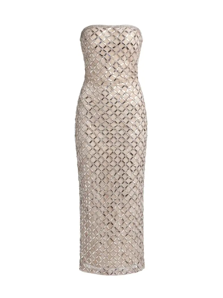 Mac Duggal Women's Sequin Lattice Strapless Gown