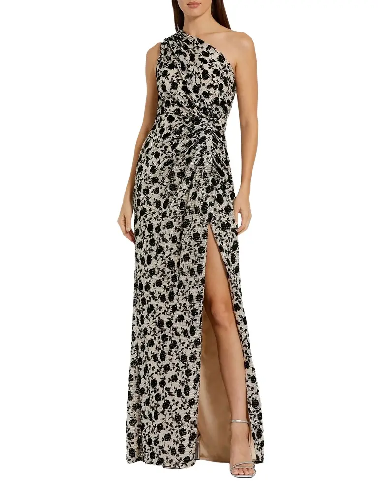 Mac Duggal Women's Floral Sequin One-Shoulder Gown