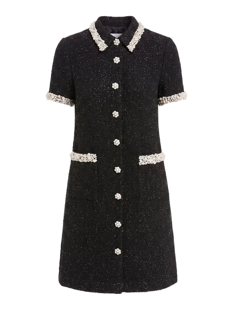 Mac Duggal Women's Bouclé Tweed Shift Mini Dress