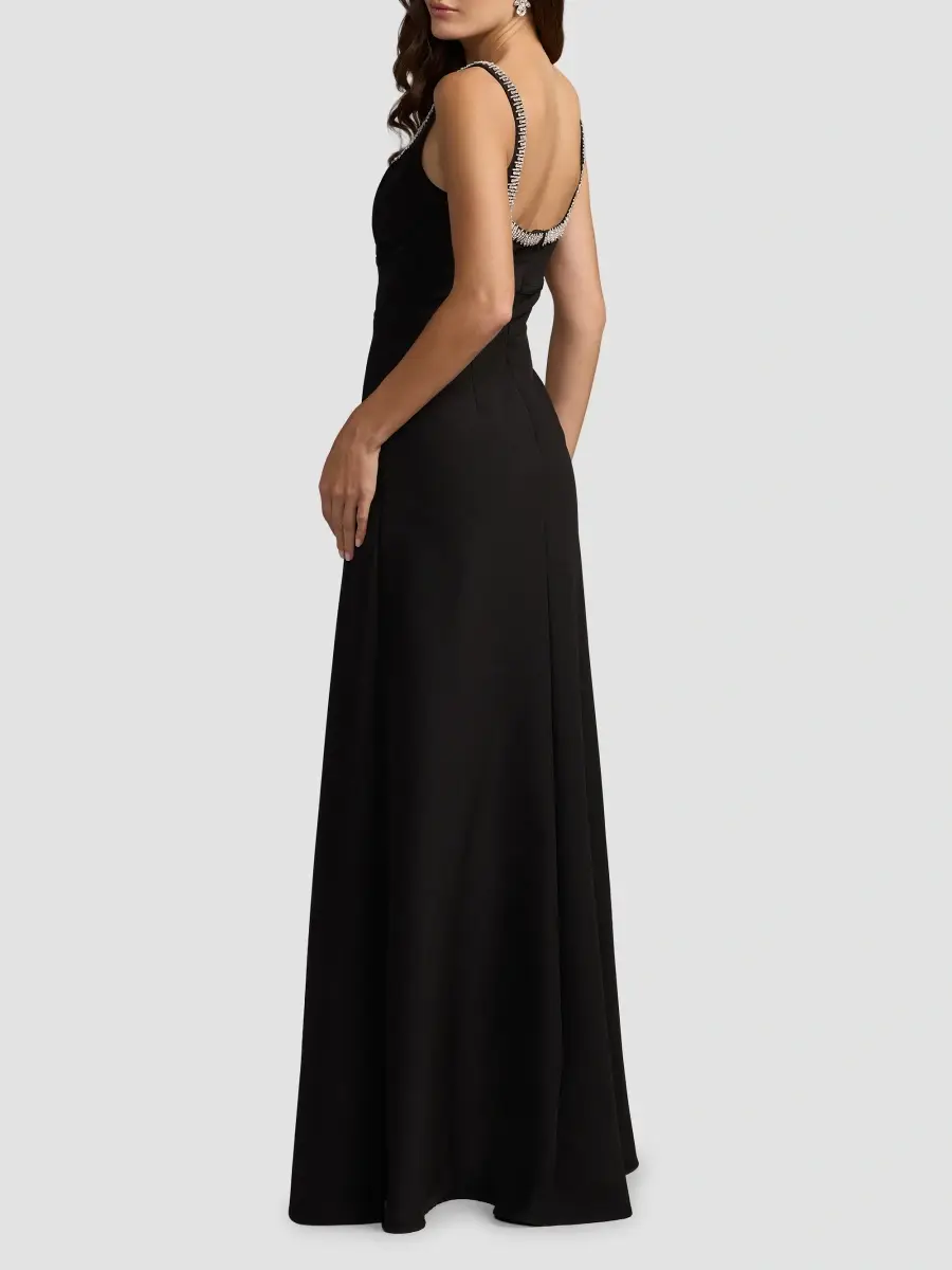 Mac Duggal Women's Crepe Rhinestone-Trim Sleeveless Gown | Thumbnail 3 Mac Duggal Women's Crepe Rhinestone-Trim Sleeveless Gown | Thumbnail 3