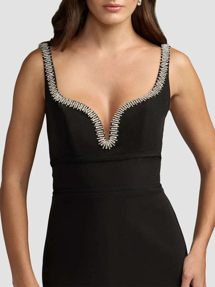 Mac Duggal Women's Crepe Rhinestone-Trim Sleeveless Gown | Thumbnail 5 Mac Duggal Women's Crepe Rhinestone-Trim Sleeveless Gown | Thumbnail 5