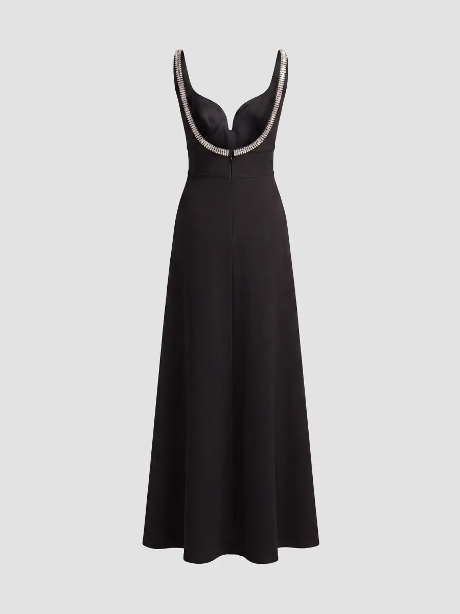 Mac Duggal Women's Crepe Rhinestone-Trim Sleeveless Gown | Thumbnail 6 Mac Duggal Women's Crepe Rhinestone-Trim Sleeveless Gown | Thumbnail 6