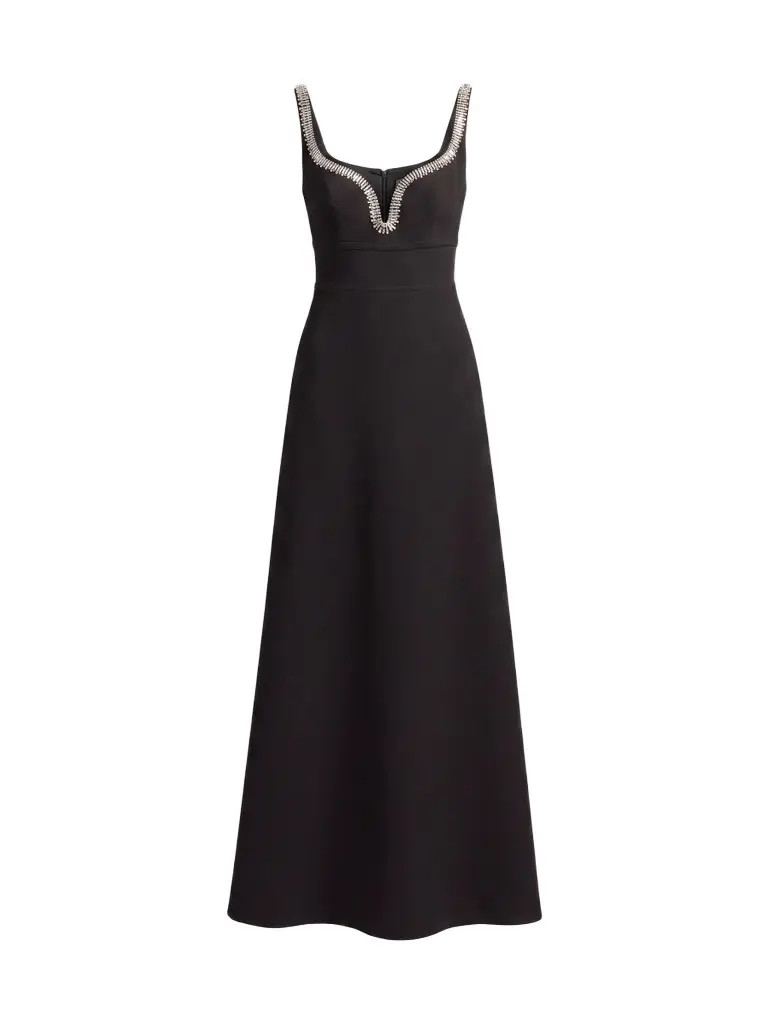 Mac Duggal Women's Crepe Rhinestone-Trim Sleeveless Gown