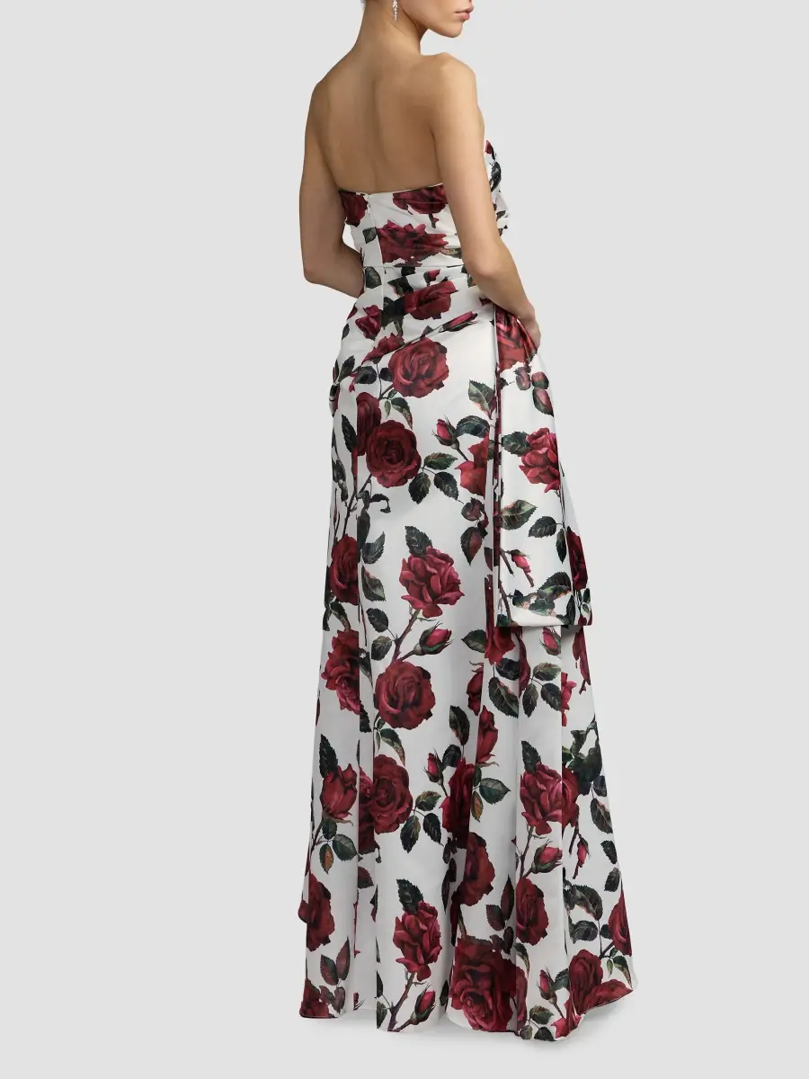 Mac Duggal Women's Floral Satin Strapless Gown | Thumbnail 3 Mac Duggal Women's Floral Satin Strapless Gown | Thumbnail 3