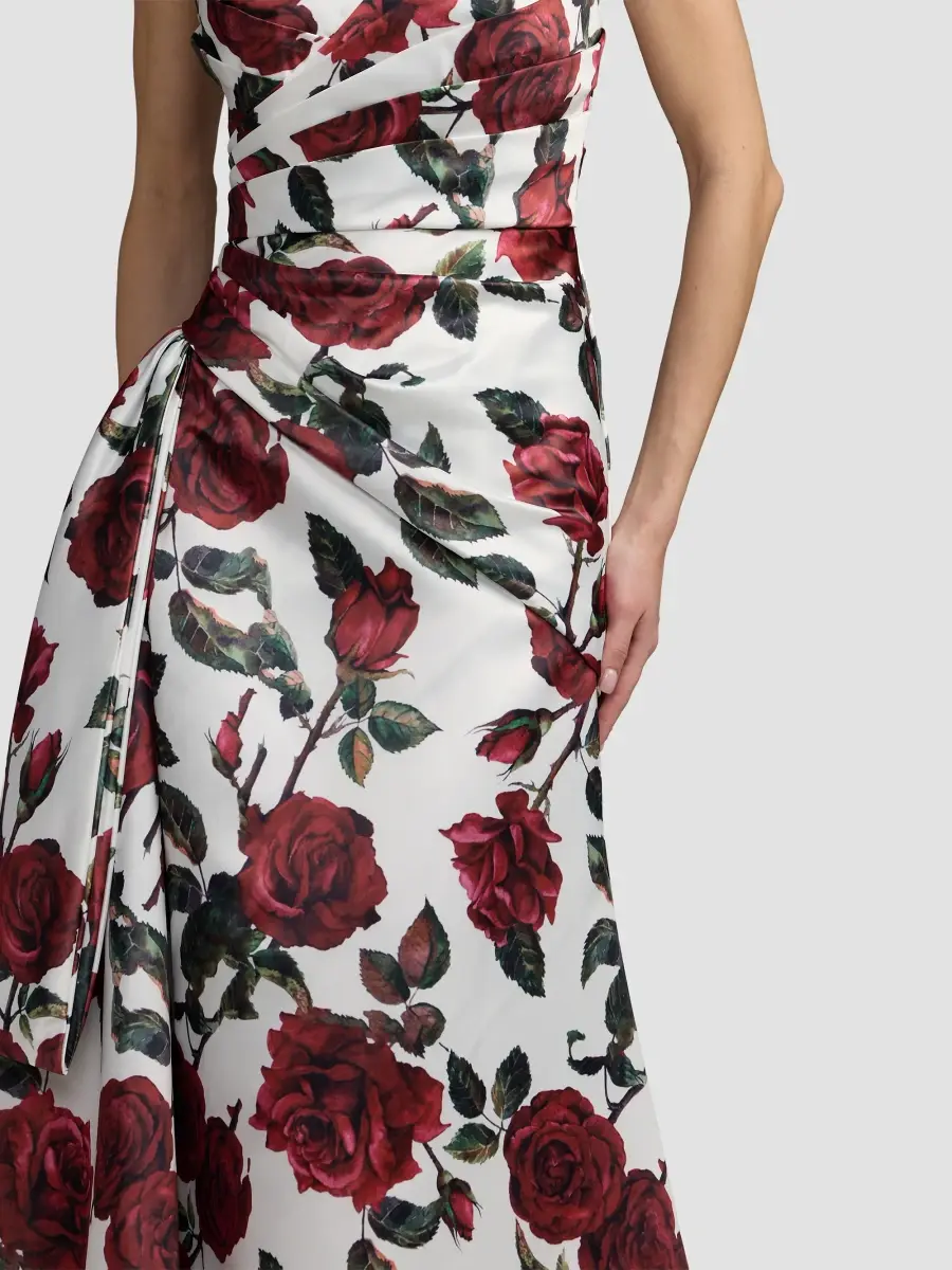Mac Duggal Women's Floral Satin Strapless Gown | Thumbnail 5 Mac Duggal Women's Floral Satin Strapless Gown | Thumbnail 5