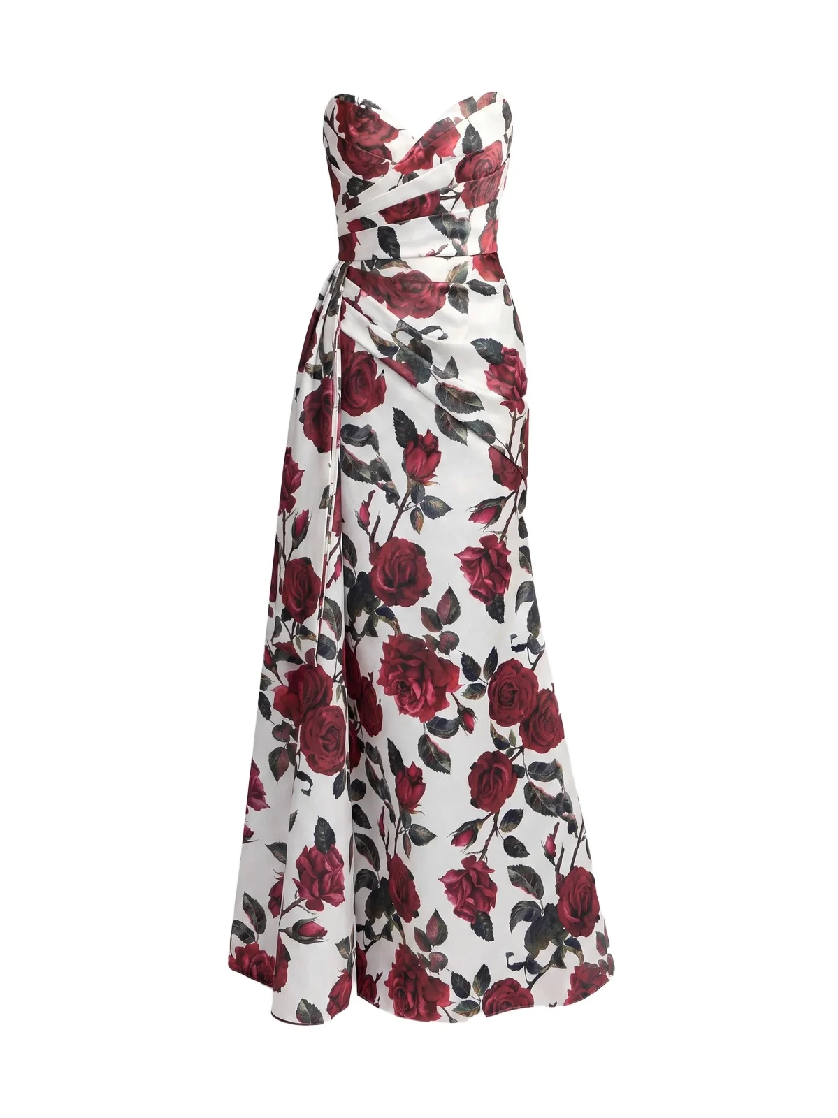 Women's Floral Satin Strapless Gown
