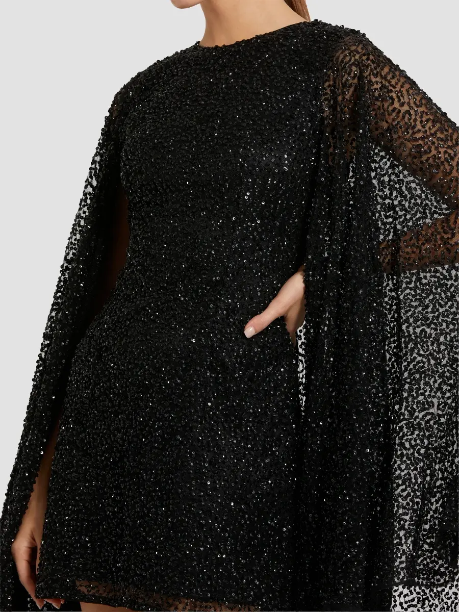 Mac Duggal Women's Sequined Cape Minidress | Thumbnail 5 Mac Duggal Women's Sequined Cape Minidress | Thumbnail 5