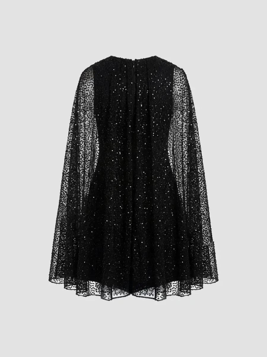 Mac Duggal Women's Sequined Cape Minidress | Thumbnail 6 Mac Duggal Women's Sequined Cape Minidress | Thumbnail 6