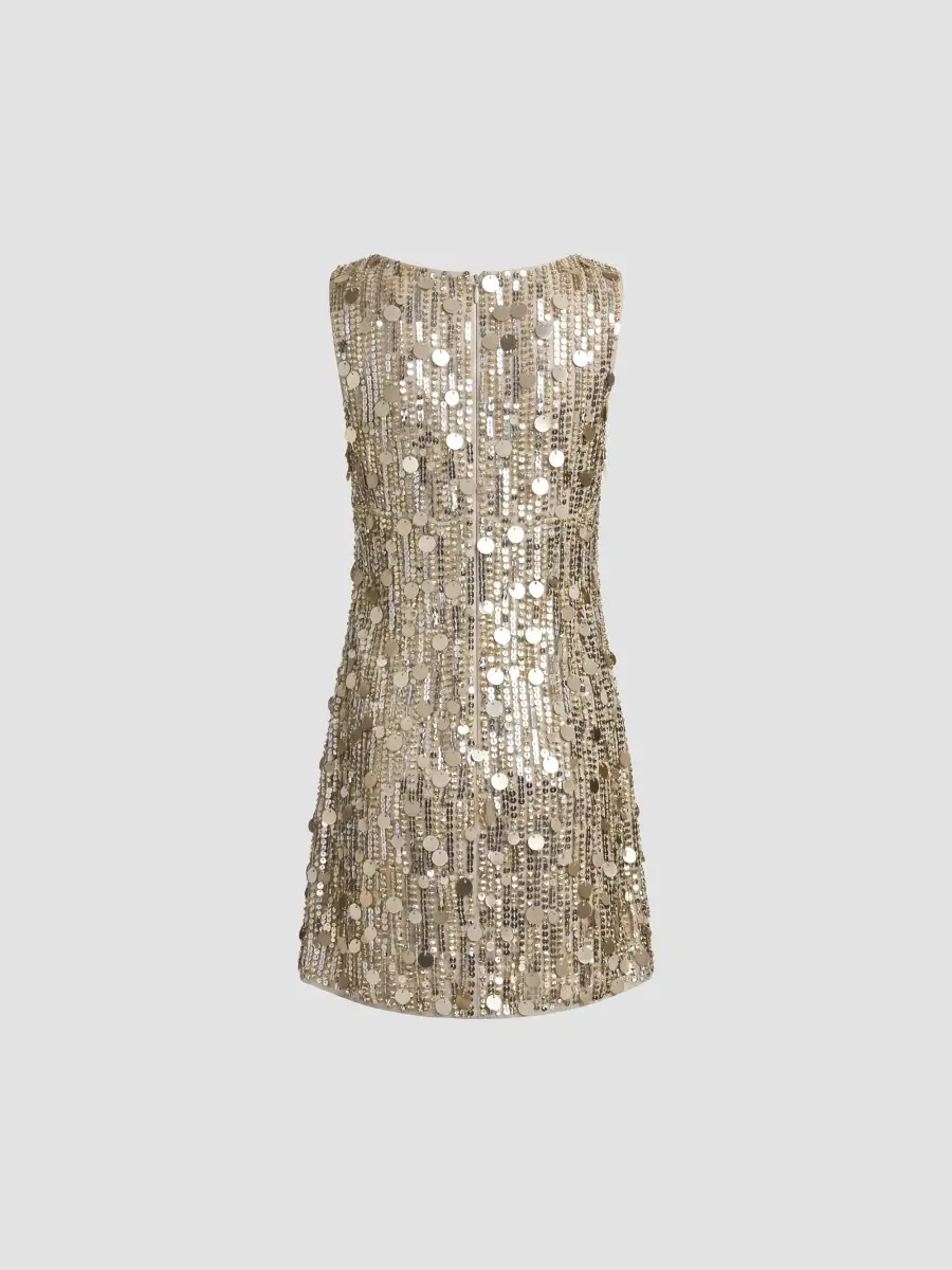 Mac Duggal Women's Beaded Georgette Trapeze Mini Dress | Thumbnail 6 Mac Duggal Women's Beaded Georgette Trapeze Mini Dress | Thumbnail 6