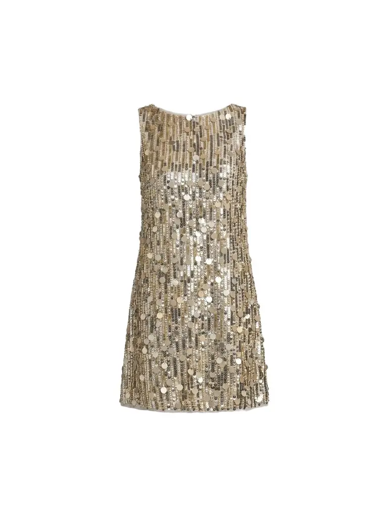 Women's Beaded Georgette Trapeze Mini Dress Women's Beaded Georgette Trapeze Mini Dress