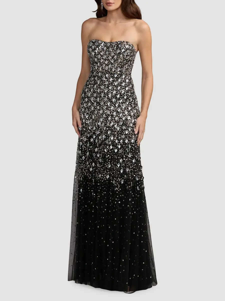 Mac Duggal Women's Beaded Mesh Strapless A-Line Gown | Thumbnail 2 Mac Duggal Women's Beaded Mesh Strapless A-Line Gown | Thumbnail 2