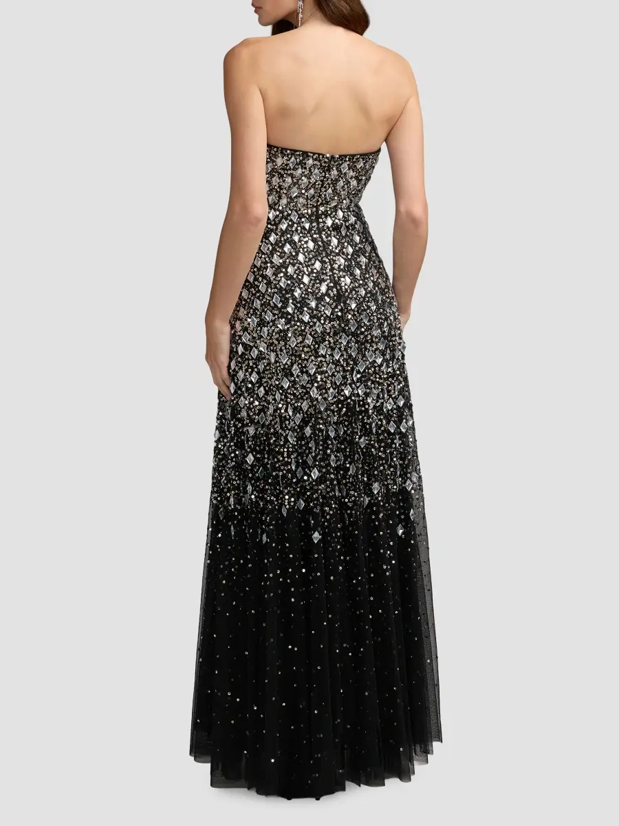 Mac Duggal Women's Beaded Mesh Strapless A-Line Gown | Thumbnail 3 Mac Duggal Women's Beaded Mesh Strapless A-Line Gown | Thumbnail 3