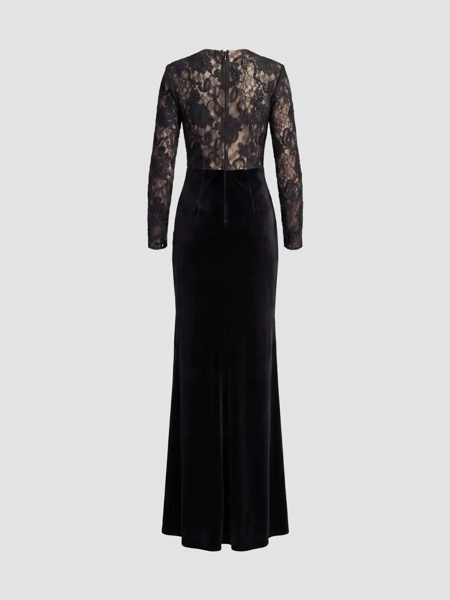 Mac Duggal Women's Lace-Velvet Column Gown | Thumbnail 5 Mac Duggal Women's Lace-Velvet Column Gown | Thumbnail 5