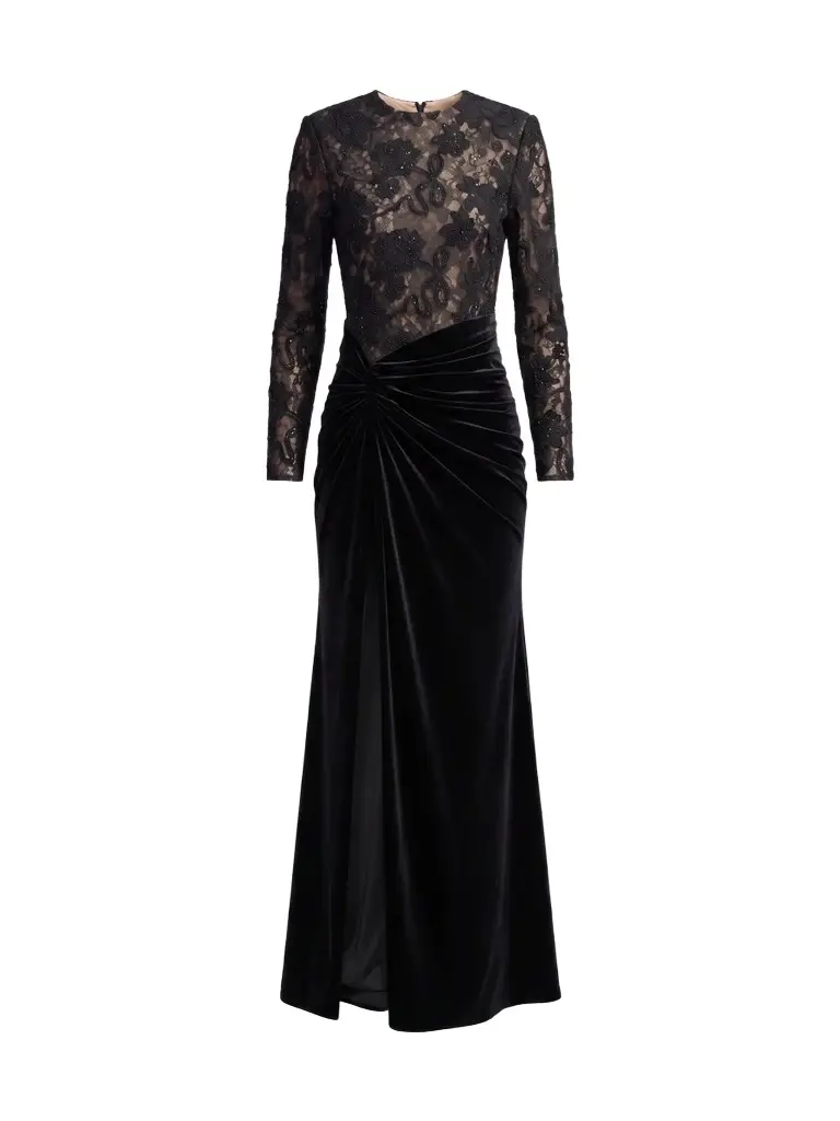 Mac Duggal Women's Lace-Velvet Column Gown