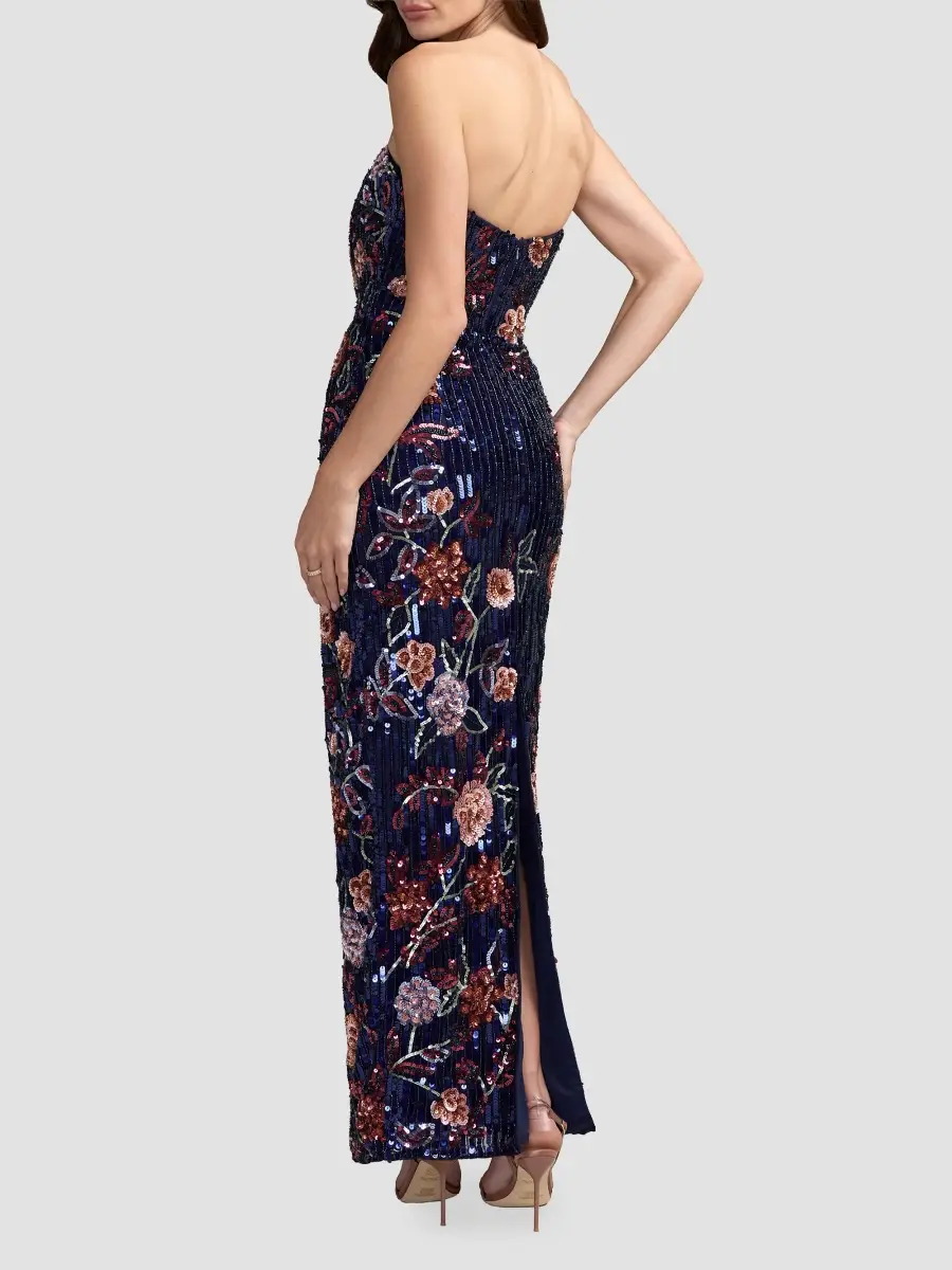 Mac Duggal Women's Floral Sequin Strapless Column Dress | Thumbnail 3 Mac Duggal Women's Floral Sequin Strapless Column Dress | Thumbnail 3