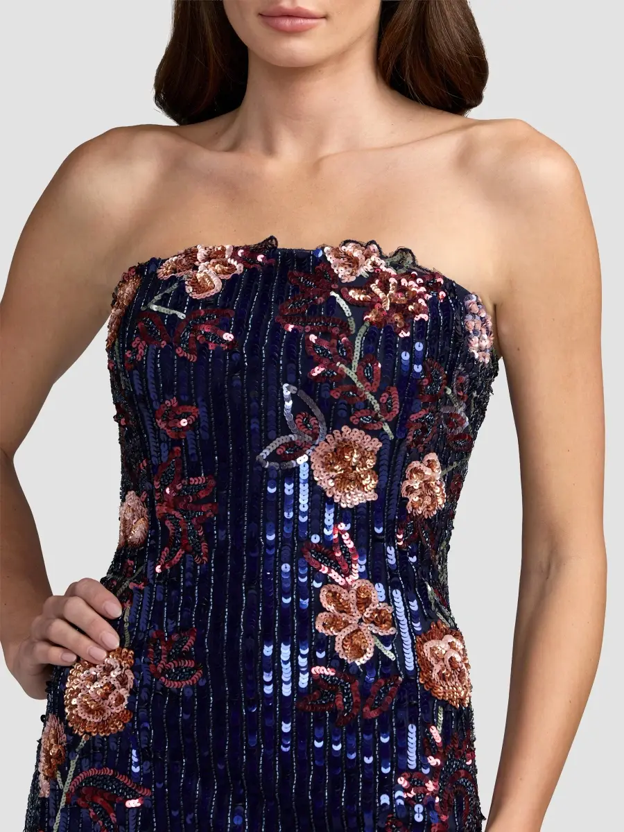 Mac Duggal Women's Floral Sequin Strapless Column Dress | Thumbnail 4 Mac Duggal Women's Floral Sequin Strapless Column Dress | Thumbnail 4