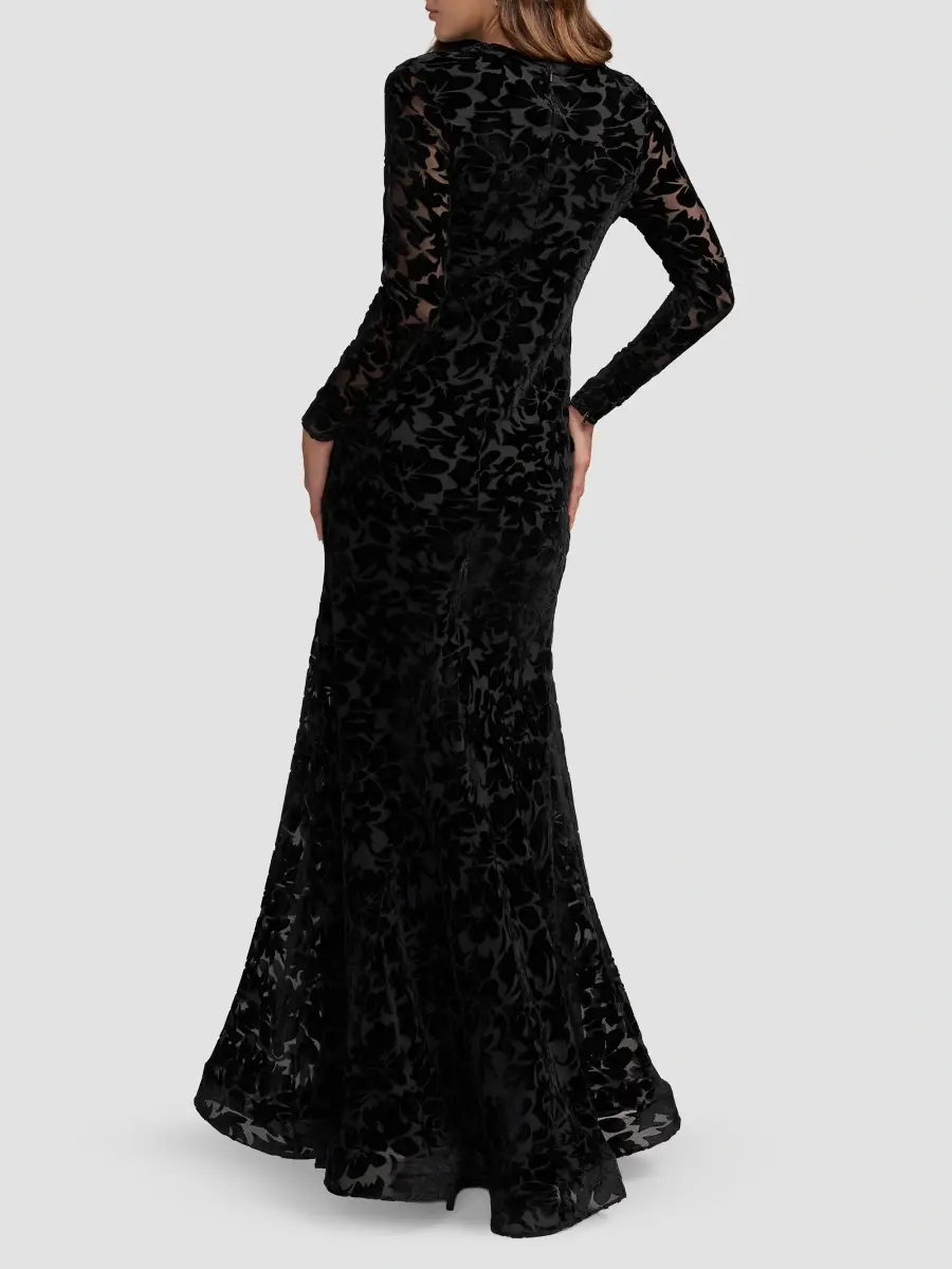 Mac Duggal Women's Floral Burnout Velvet Mermaid Gown | Thumbnail 2 Mac Duggal Women's Floral Burnout Velvet Mermaid Gown | Thumbnail 2