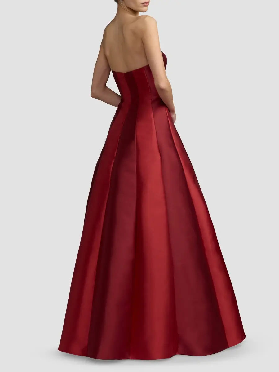 Mac Duggal Women's Mikado Striped Strapless A-Line Gown | Thumbnail 2 Mac Duggal Women's Mikado Striped Strapless A-Line Gown | Thumbnail 2