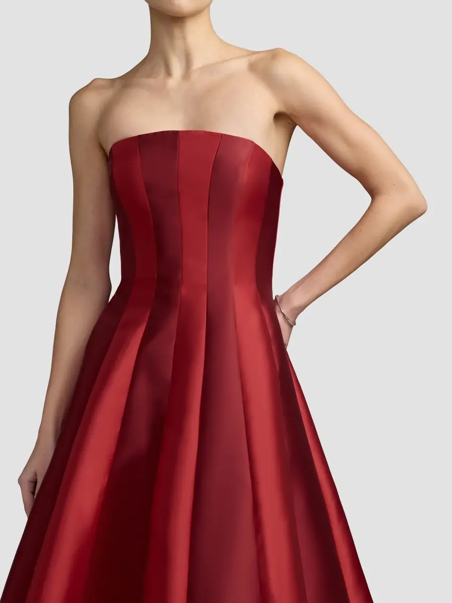 Mac Duggal Women's Mikado Striped Strapless A-Line Gown | Thumbnail 3 Mac Duggal Women's Mikado Striped Strapless A-Line Gown | Thumbnail 3