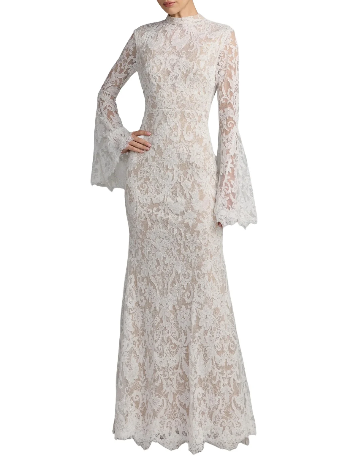 Women's Lace Flare Sleeve Mermaid Gown