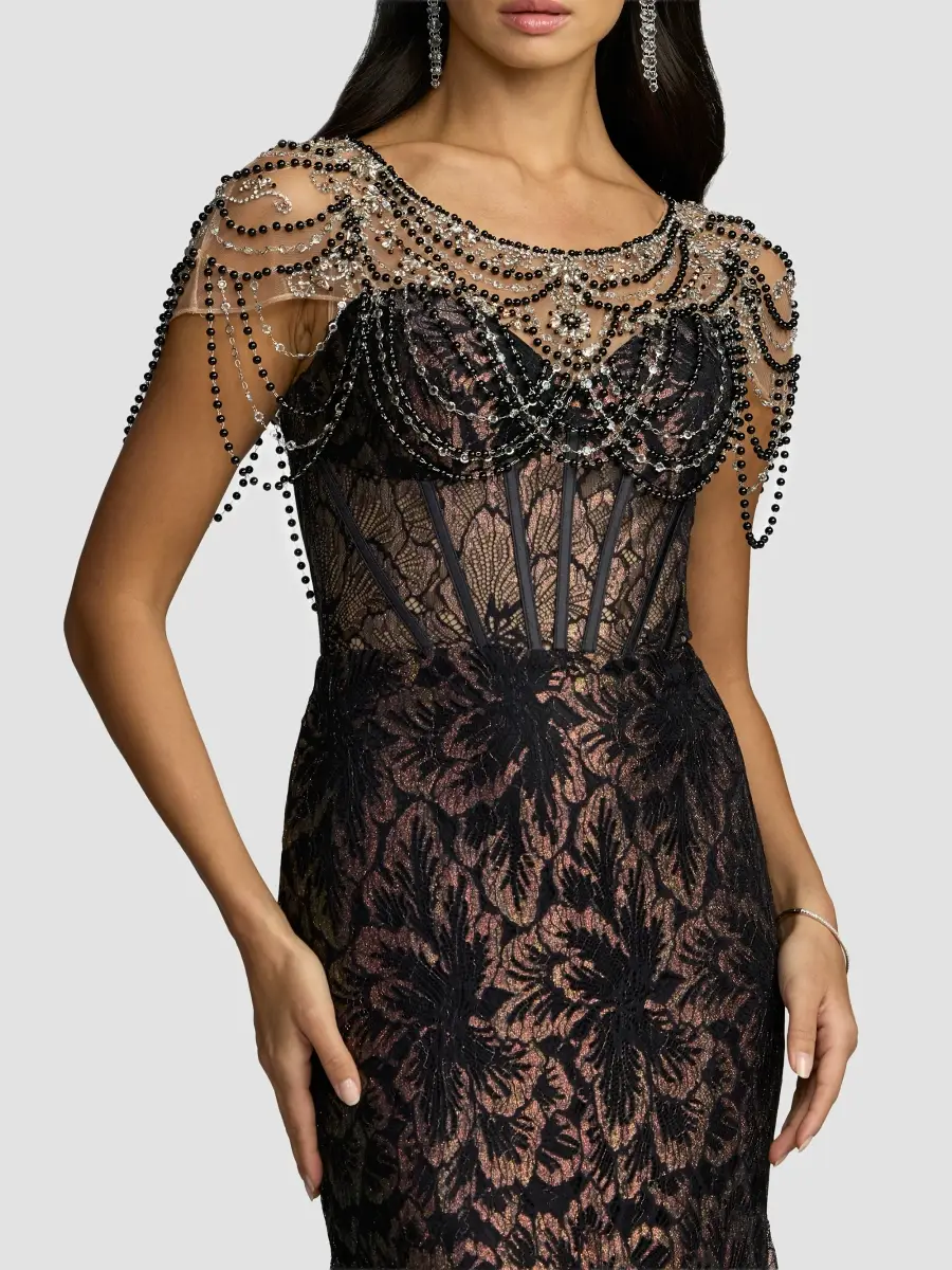 Mac Duggal Women's Embellished Lace Bustier Trumpet Gown | Thumbnail 4