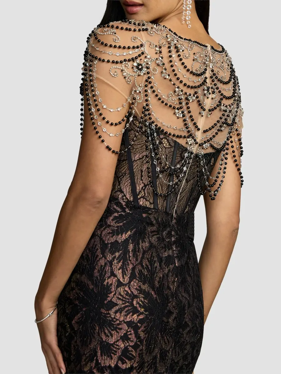 Mac Duggal Women's Embellished Lace Bustier Trumpet Gown | Thumbnail 6