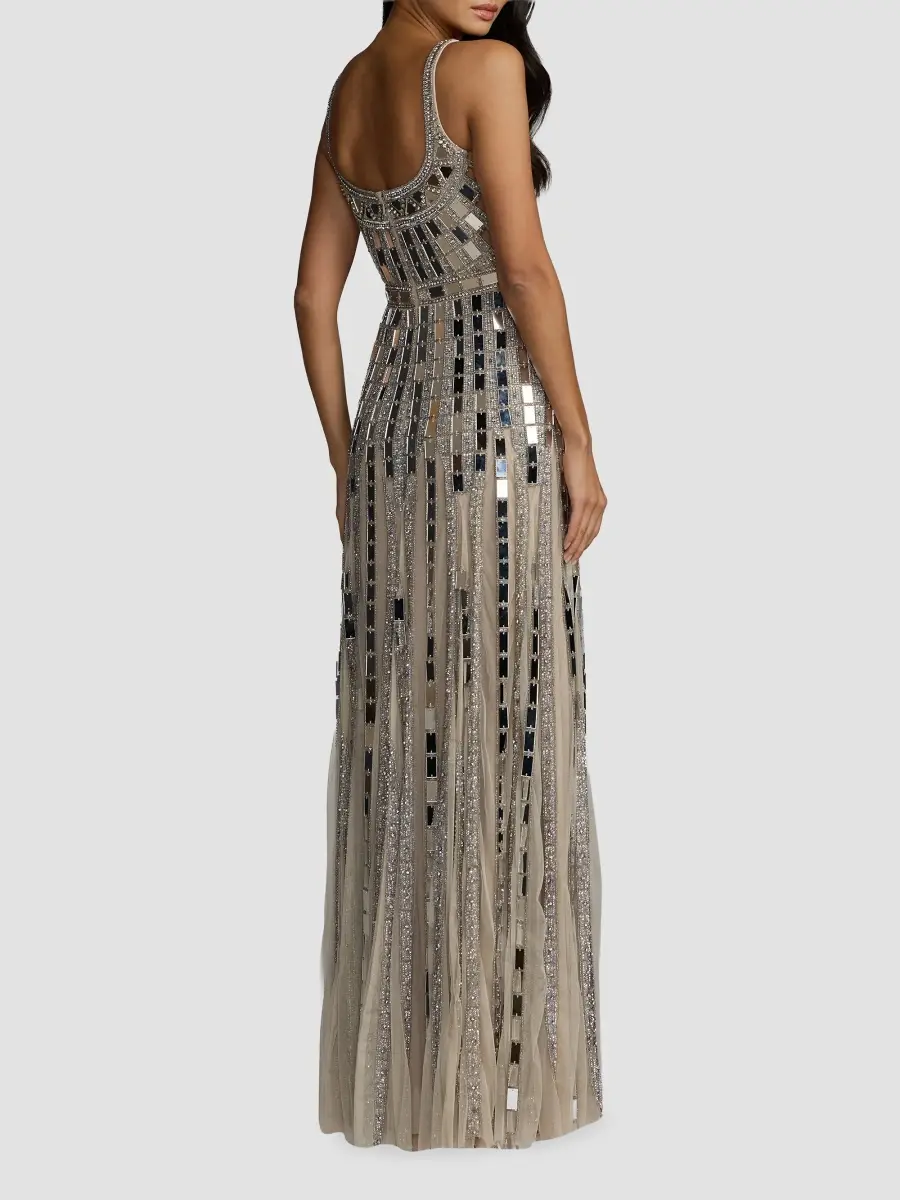 Mac Duggal Women's Mirror Embellished Mesh Gown | Thumbnail 3 Mac Duggal Women's Mirror Embellished Mesh Gown | Thumbnail 3