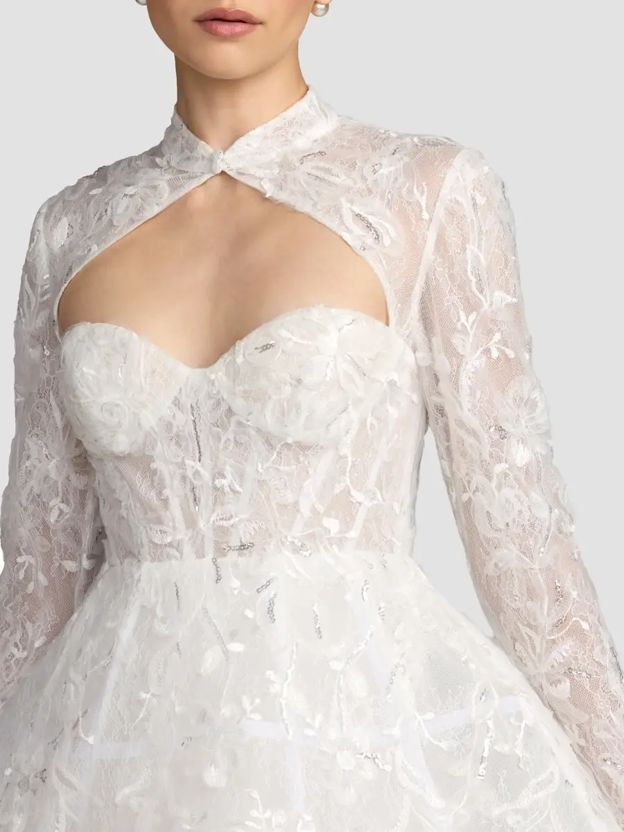 Mac Duggal Women's Embellished Floral Lace Mini Dress | Thumbnail 4