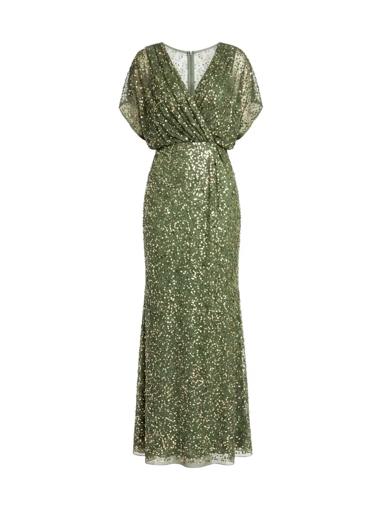 Mac Duggal Women's Evening Metallic Blouson Gown