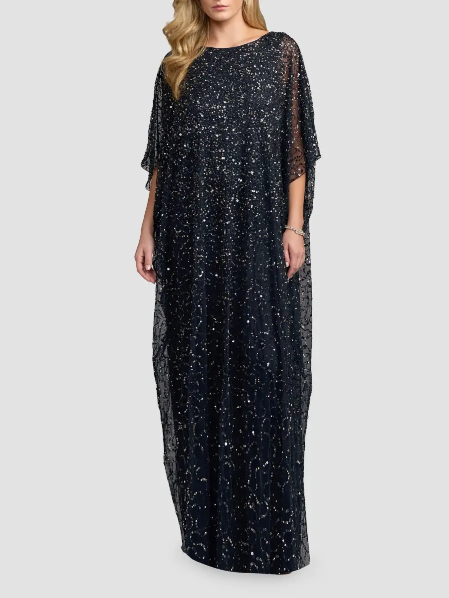 Mac Duggal Women's Embellished Mesh Caftan Maxi Dress | Thumbnail 2 Mac Duggal Women's Embellished Mesh Caftan Maxi Dress | Thumbnail 2