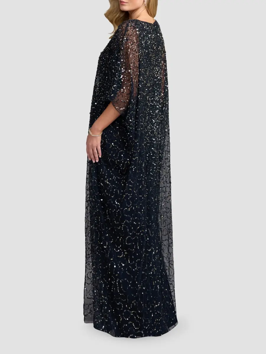 Mac Duggal Women's Embellished Mesh Caftan Maxi Dress | Thumbnail 3 Mac Duggal Women's Embellished Mesh Caftan Maxi Dress | Thumbnail 3