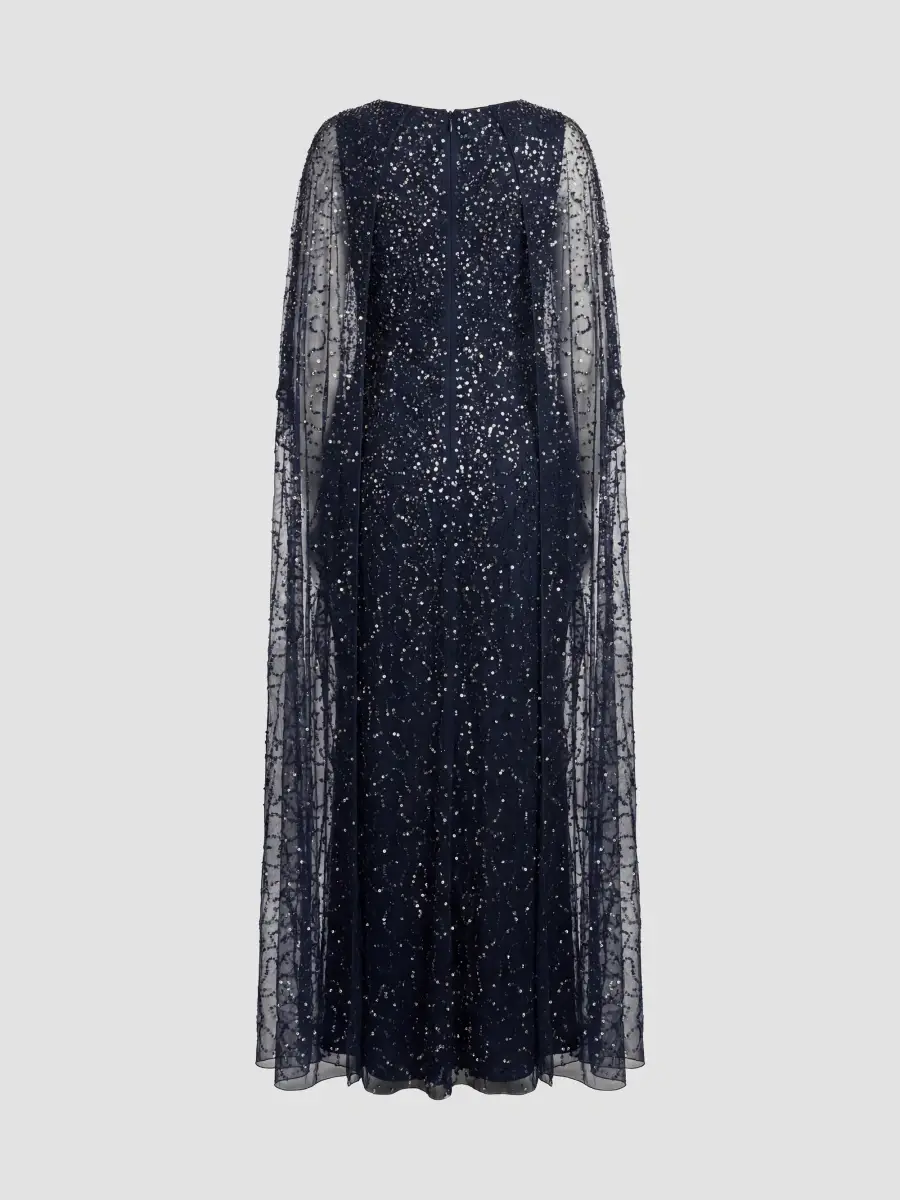 Mac Duggal Women's Embellished Mesh Caftan Maxi Dress | Thumbnail 5 Mac Duggal Women's Embellished Mesh Caftan Maxi Dress | Thumbnail 5