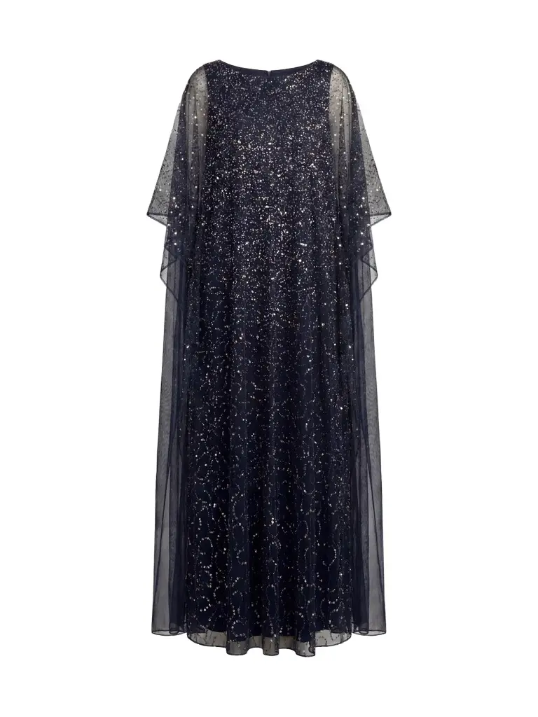 Mac Duggal Women's Embellished Mesh Caftan Maxi Dress