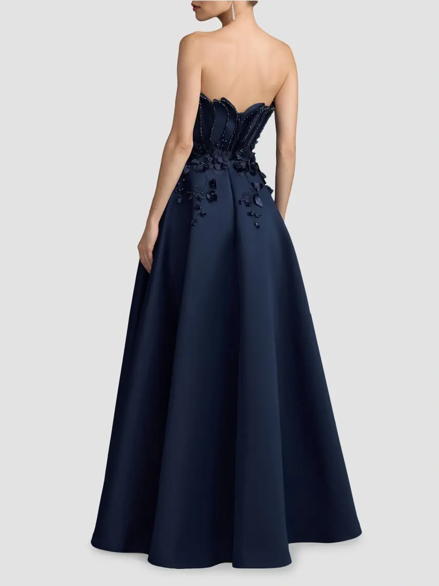 Mac Duggal Women's Beaded Floral-Appliquéd Charmeuse Strapless Gown | Thumbnail 3
