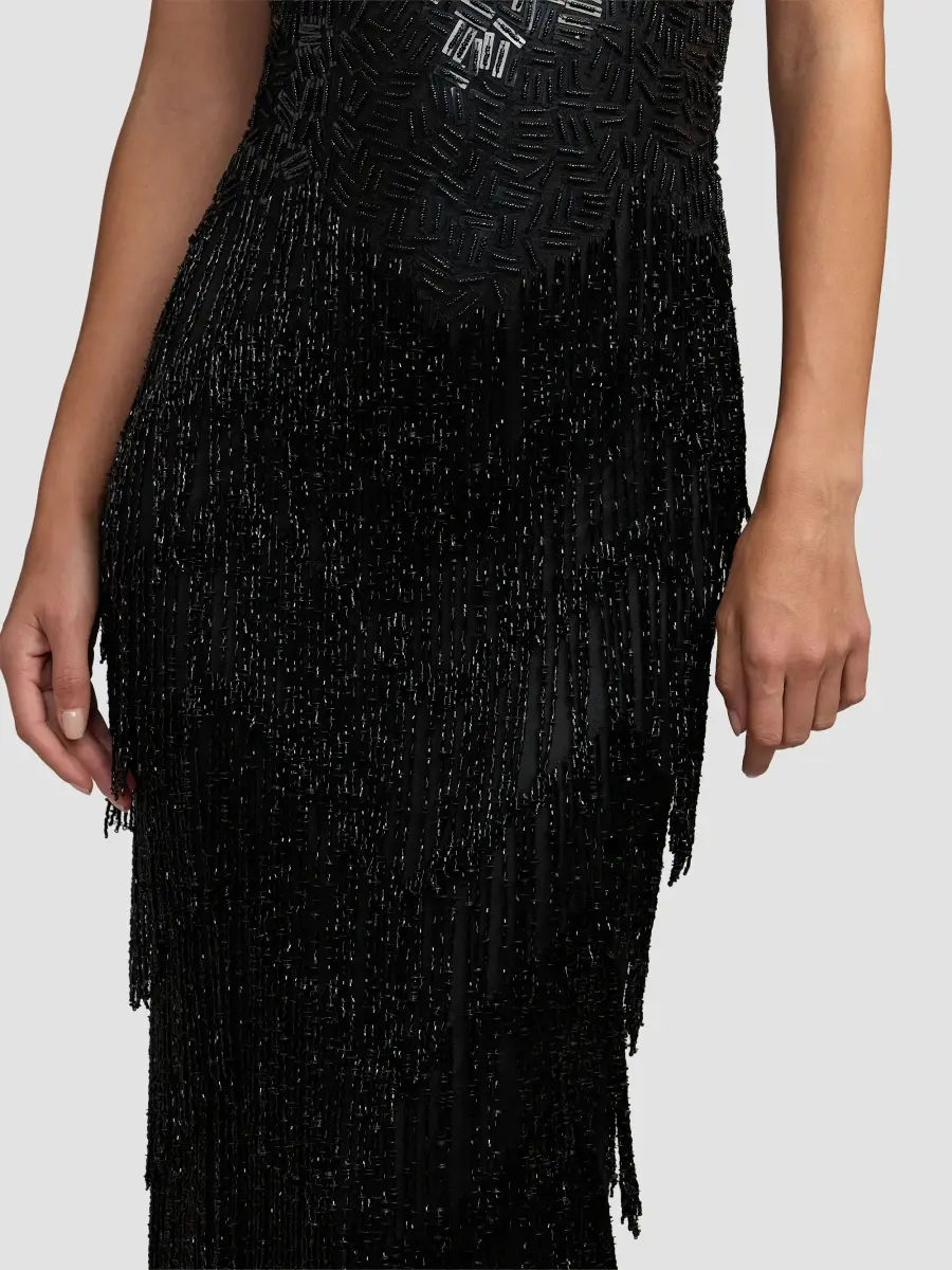 Mac Duggal Women's Beaded Fringe Column Gown | Thumbnail 6 Mac Duggal Women's Beaded Fringe Column Gown | Thumbnail 6