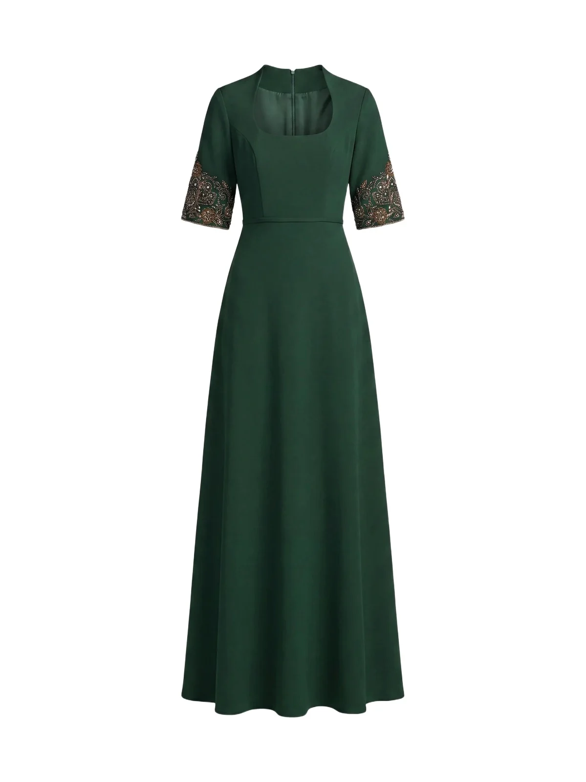 Women's Crepe Beaded-Cuffs A-Line Gown