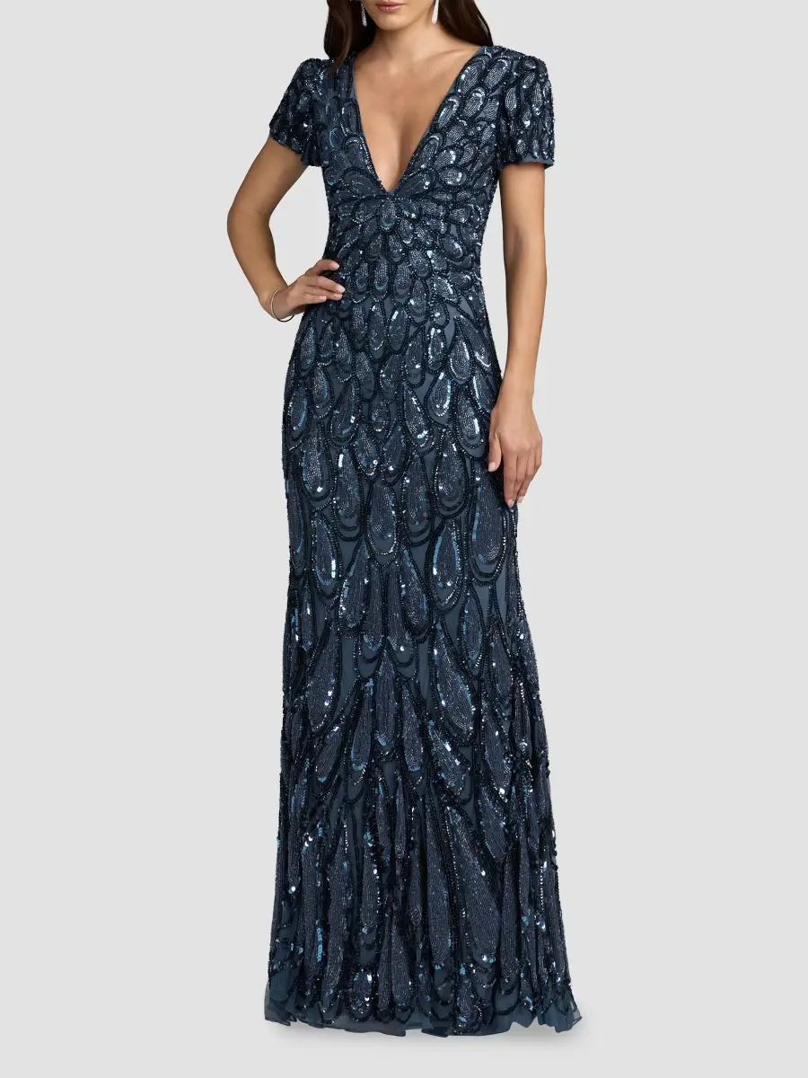 Mac Duggal Women's Sequin & Bead-Embellished Jersey Gown | Thumbnail 2 Mac Duggal Women's Sequin & Bead-Embellished Jersey Gown | Thumbnail 2