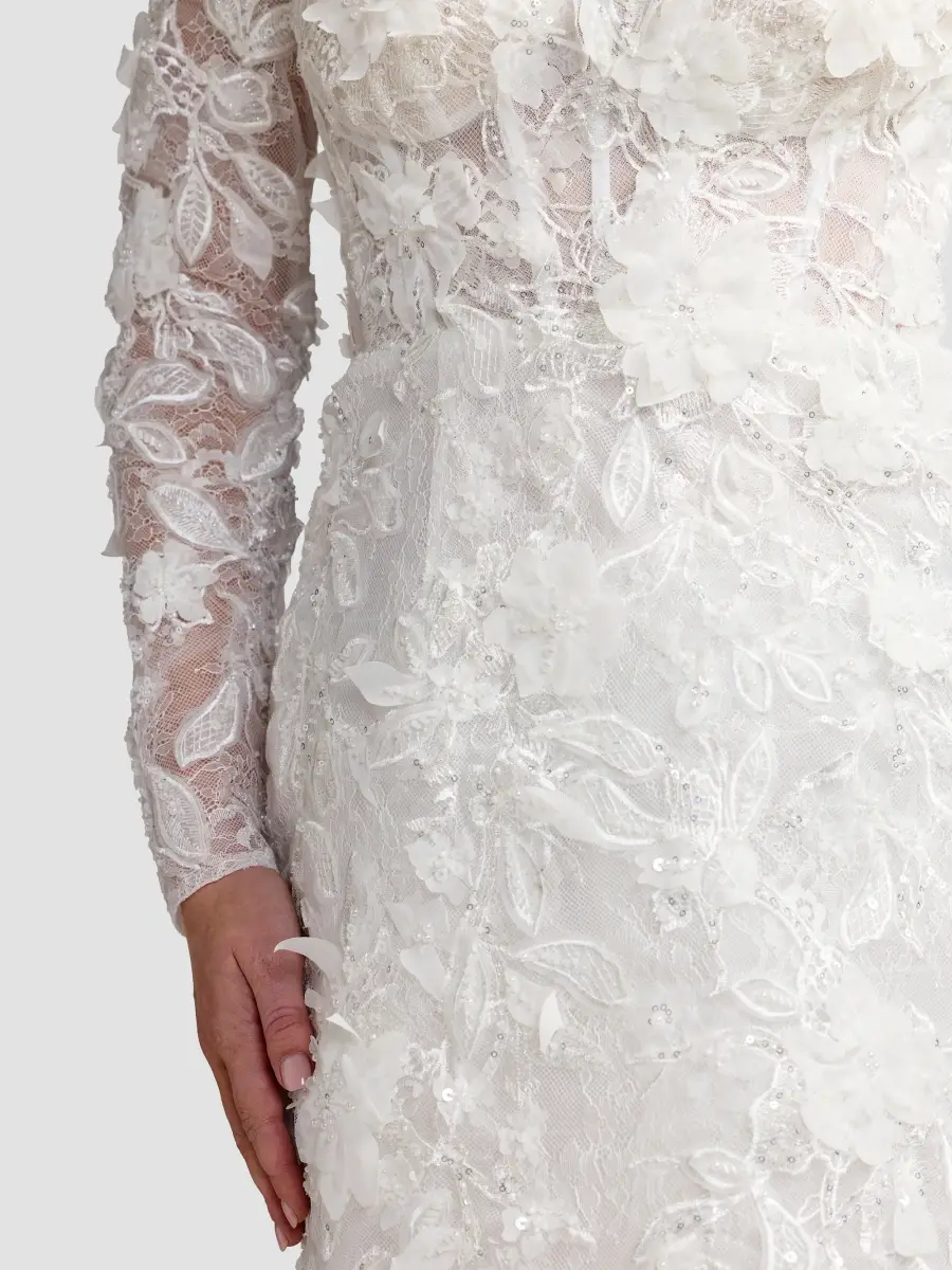 Mac Duggal Women's Lace Off-the-Shoulder Long-Sleeve Mini Dress | Thumbnail 6