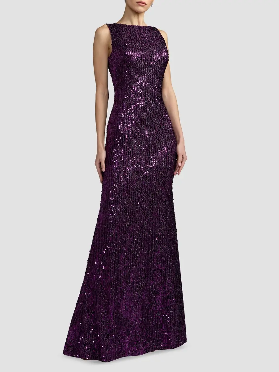 Mac Duggal Women's Sequin Sleeveless Sheath Gown | Thumbnail 3 Mac Duggal Women's Sequin Sleeveless Sheath Gown | Thumbnail 3