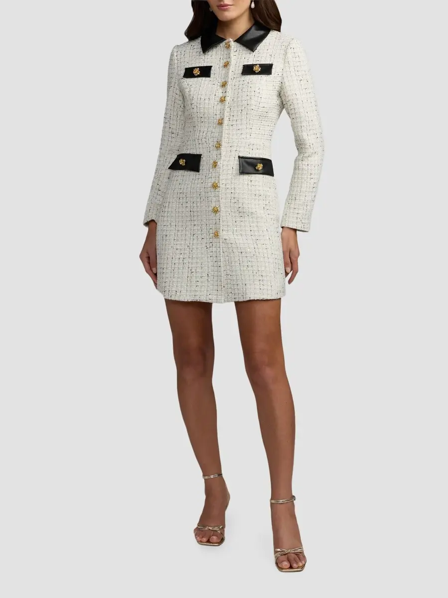 Mac Duggal Women's Bouclé-Tweed Mini Dress | Thumbnail 2 Mac Duggal Women's Bouclé-Tweed Mini Dress | Thumbnail 2