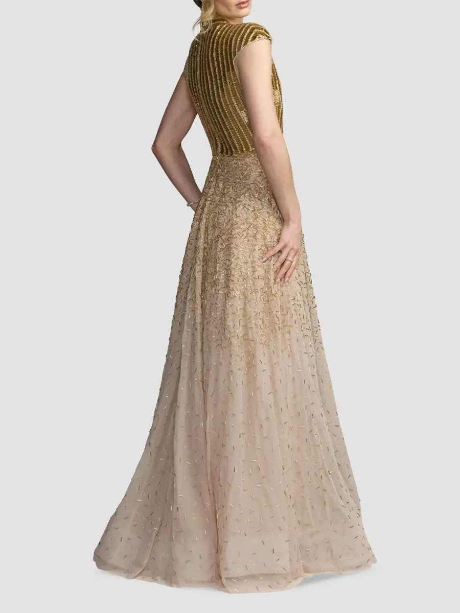 Mac Duggal Women's Embellished Mesh A-Line Gown | Thumbnail 3 Mac Duggal Women's Embellished Mesh A-Line Gown | Thumbnail 3