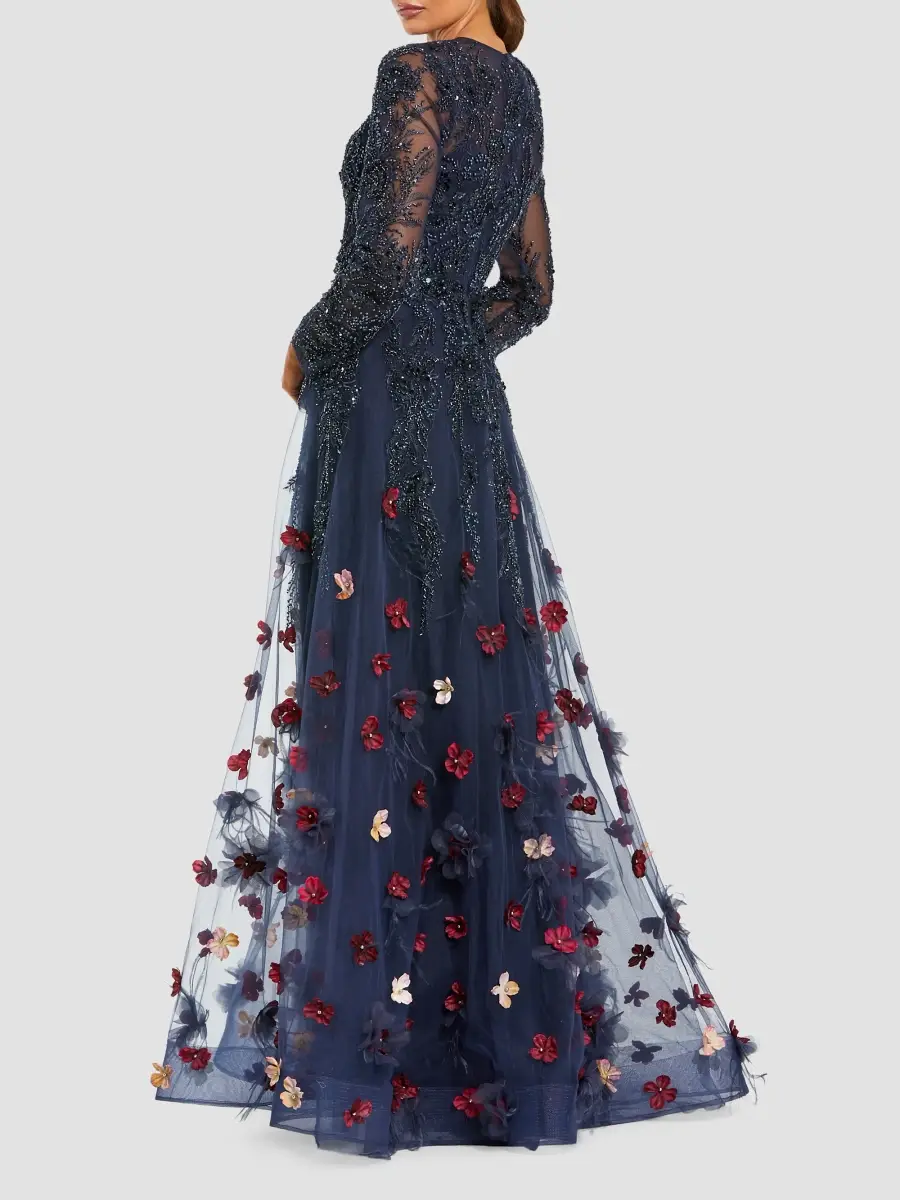 Mac Duggal Women's Embellished Fit & Flare Gown - Midnight Multi | Thumbnail 3 Mac Duggal Women's Embellished Fit & Flare Gown - Midnight Multi | Thumbnail 3