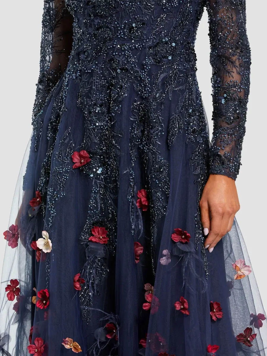 Mac Duggal Women's Embellished Fit & Flare Gown - Midnight Multi | Thumbnail 4 Mac Duggal Women's Embellished Fit & Flare Gown - Midnight Multi | Thumbnail 4