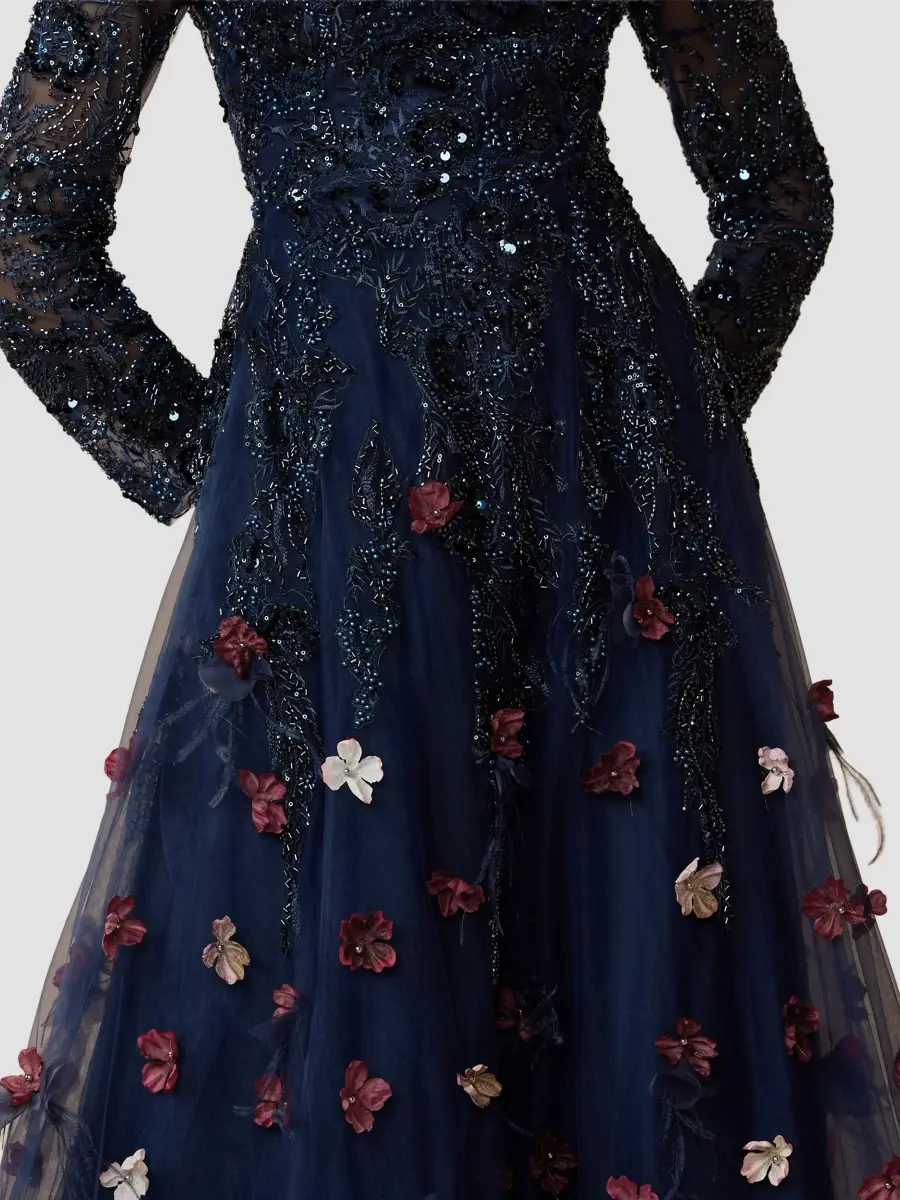 Mac Duggal Women's Embellished Fit & Flare Gown - Midnight Multi | Thumbnail 5 Mac Duggal Women's Embellished Fit & Flare Gown - Midnight Multi | Thumbnail 5