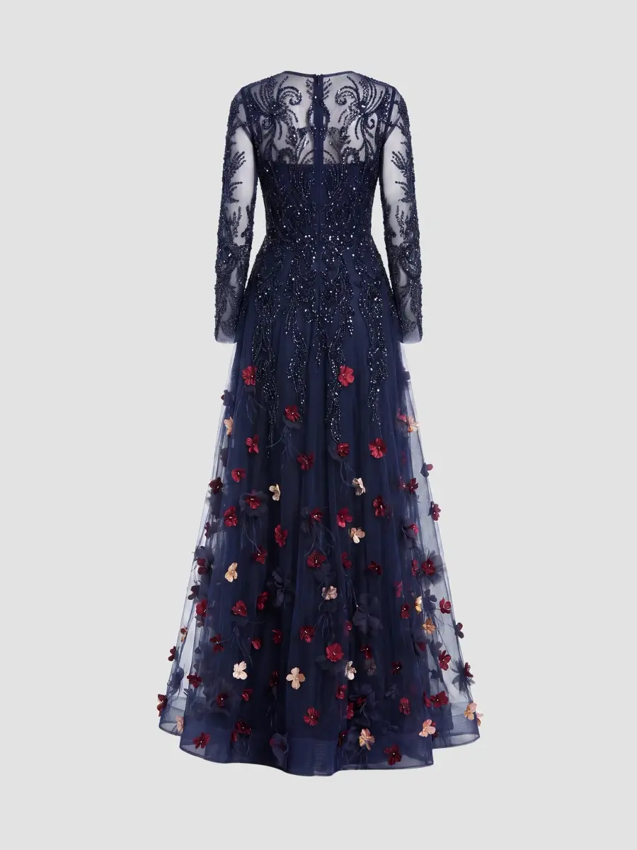 Mac Duggal Women's Embellished Fit & Flare Gown - Midnight Multi | Thumbnail 6 Mac Duggal Women's Embellished Fit & Flare Gown - Midnight Multi | Thumbnail 6