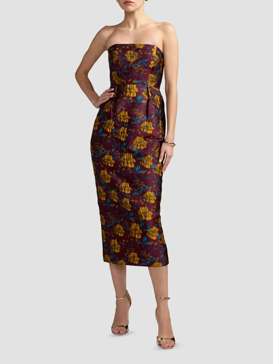 Mac Duggal Women's Floral Brocade Strapless Midi-Dress | Thumbnail 2