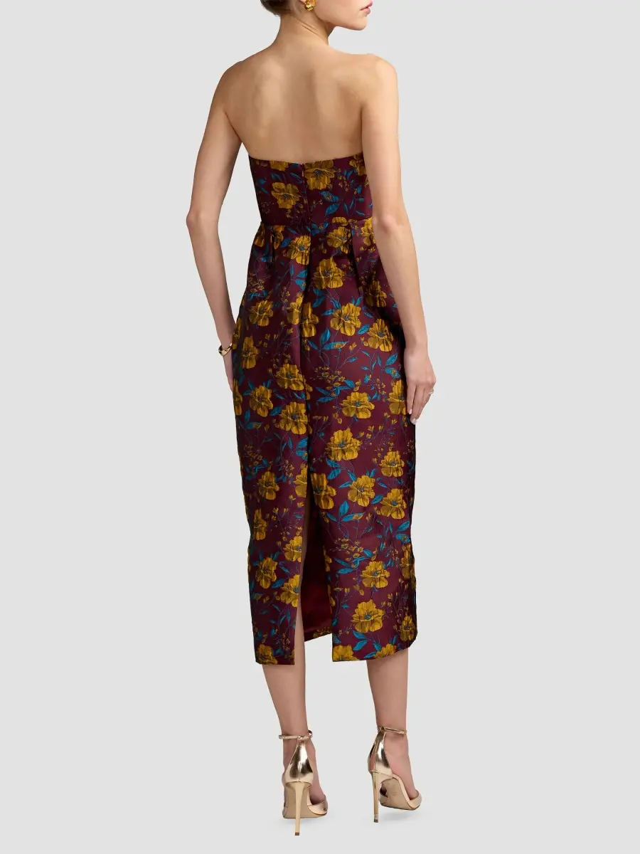 Mac Duggal Women's Floral Brocade Strapless Midi-Dress | Thumbnail 3