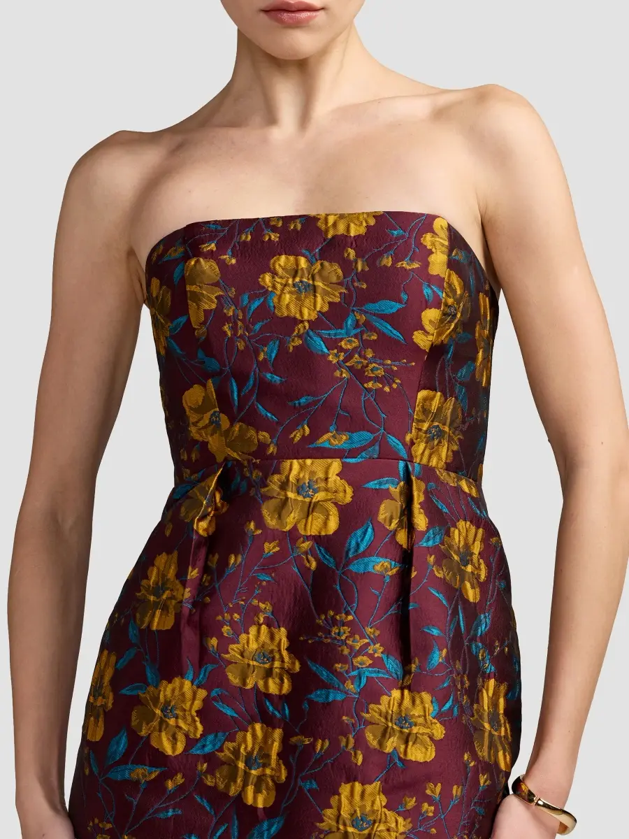 Mac Duggal Women's Floral Brocade Strapless Midi-Dress | Thumbnail 4