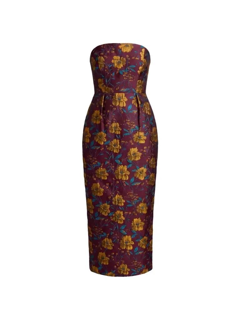 Mac Duggal Women's Floral Brocade Strapless Midi-Dress